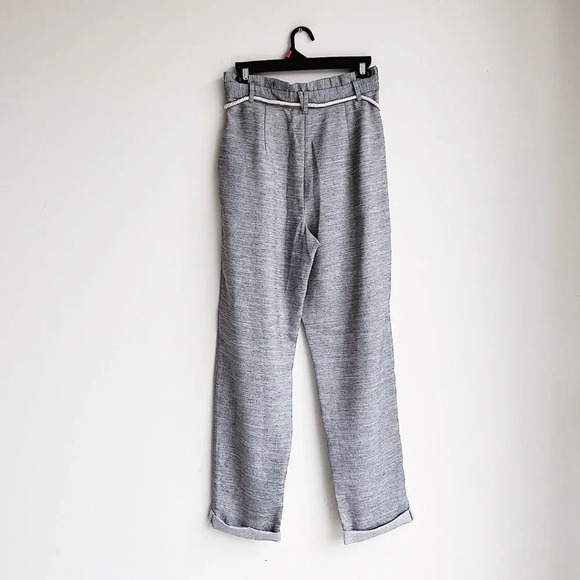 NWOT TOPSHOP | Rope Belted Gray Paperbag Cuffed Pants | 6 - Picture 8 of 10